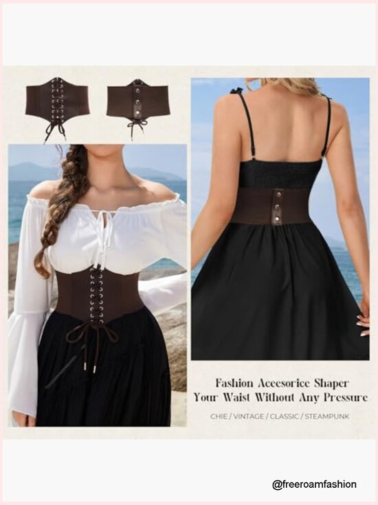 Lace-up Corset Belt Elastic Waist Cinch Belt Faux Leather main image 5